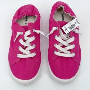 NWT Torrid Pink Canvas Ruched Sneakers Size 7.5WW